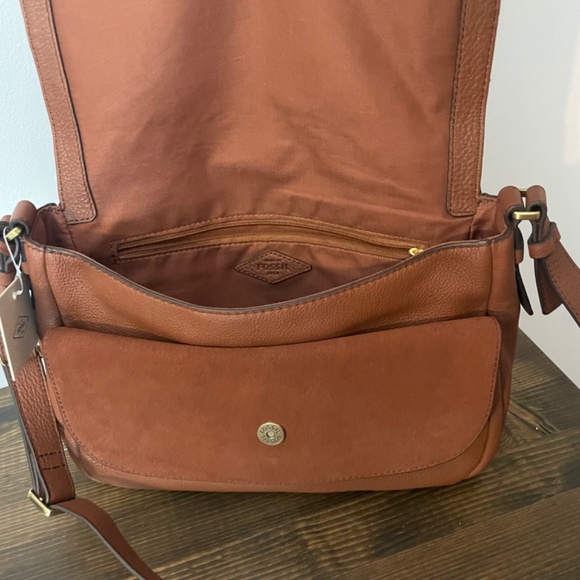 Fossil peyton large double flap Crossbody Brown - Picture 4 of 9